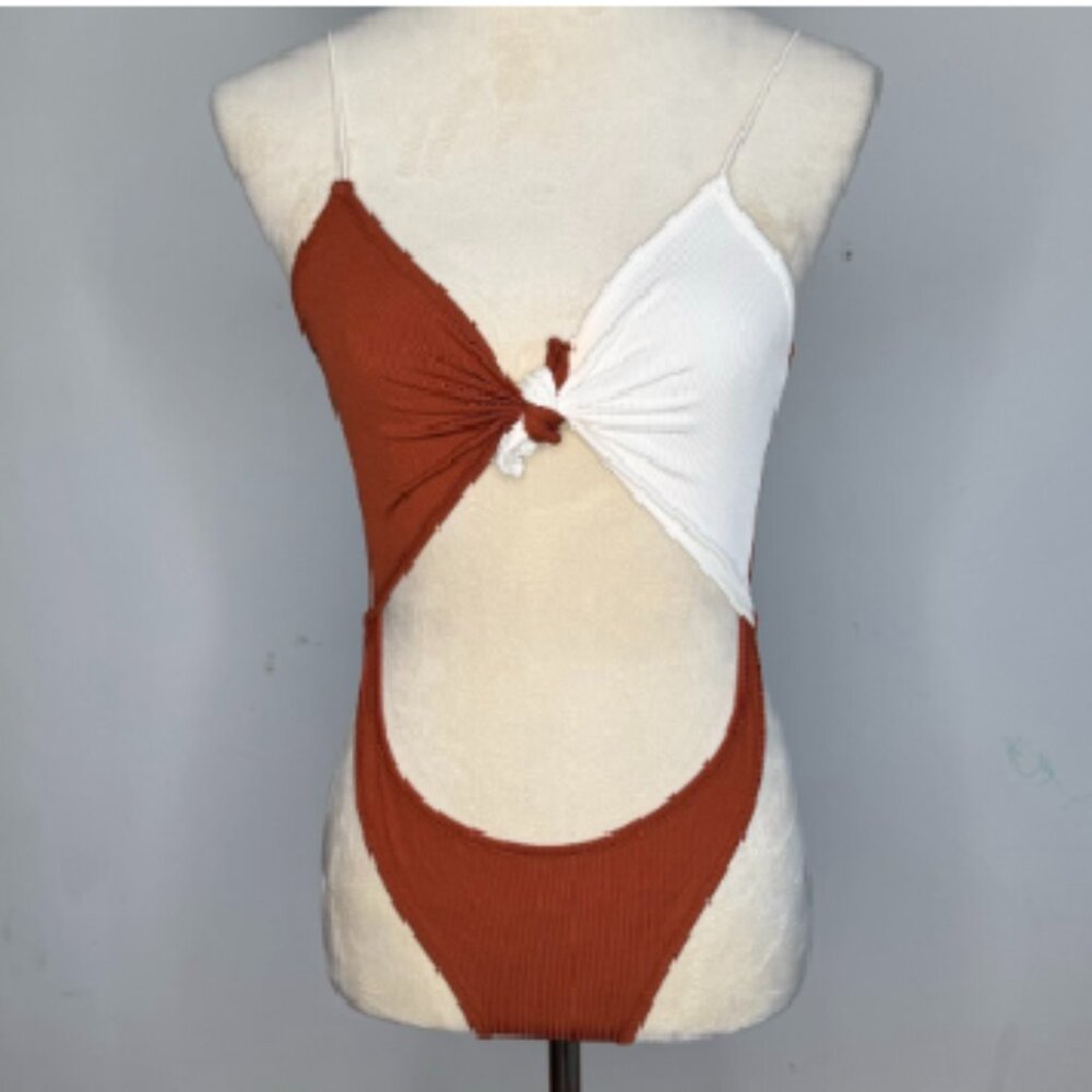 Romwe Cutout One-Piece Swimsuit Size L (8-10) NWOT Knotted Neck